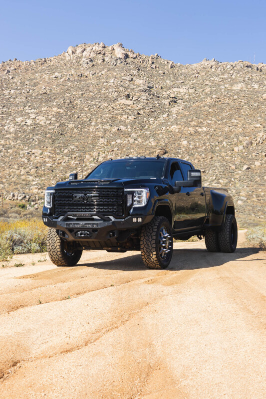 GMC Sierra 2500 Front Bumper - DV8 Offroad - Spec Series - Micro-texture black powder coat with satin black accents - `20-`23